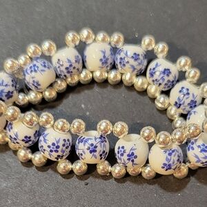 Elegant Blue and Silver Beaded Bracelet